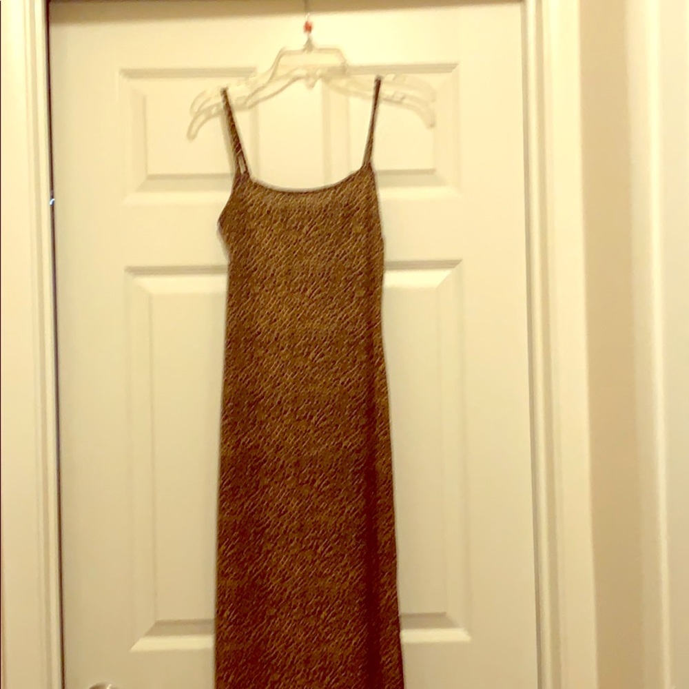 Leopard spaghetti strap maxi with a side slit